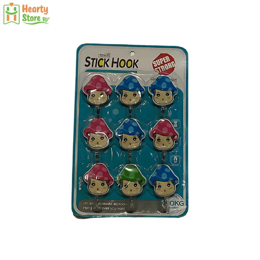 Stick Hook/Feimei နံရံကပ်ချိတ် 9ခုပါ