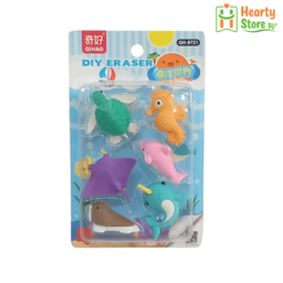 [06-DIY-QH8721] Qihao DIY - အရုပ်ပုံ ၆ခုပါ Eraser (QH-8721)